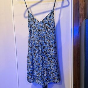 Topshop Blue Floral Jumpsuit